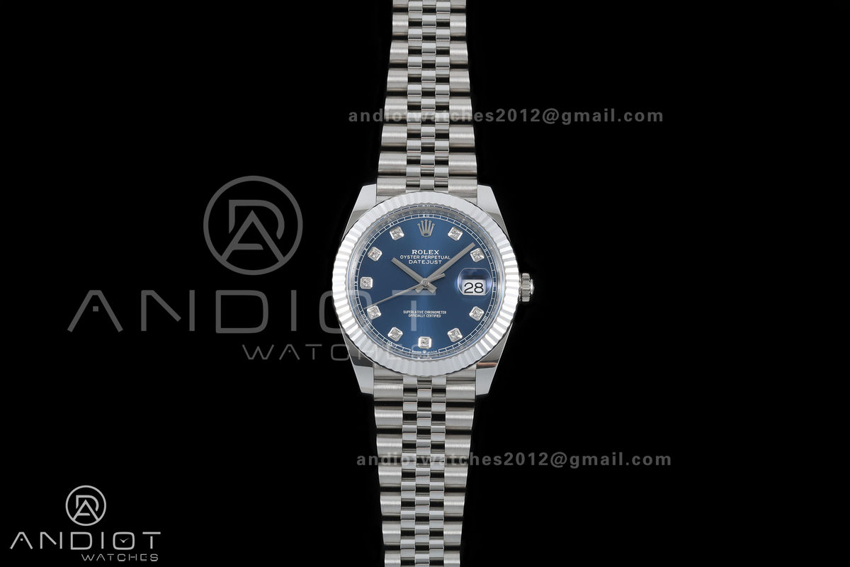DateJust 41 126334 GOLD Maker 1:1 Best Edition Blue Diamonds Dial on Jubilee Bracelet JH3235 (Free Sprung)